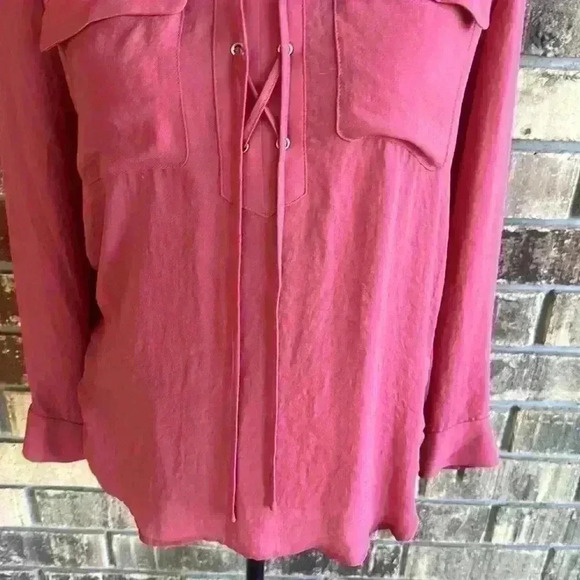 NWOT A.N.A women’s sheer peach long sleeve top size PM - Picture 8 of 13